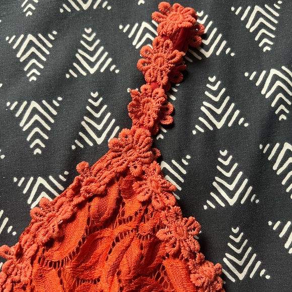 Orange Lace Peplum Top - Picture 3 of 6